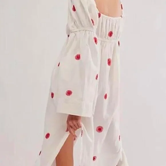 Free People Emory Embroidered Midi Dress S - Picture 4 of 7